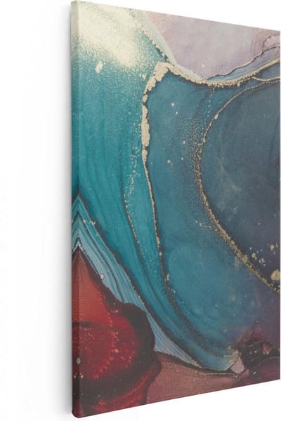 Artaza Canvas Schilderij Abstracte Kunst - 20x30 cm - Klein - Muurdecoratie Woonkamer - Wanddecoratie Marmer Look - Kamer Accessoires Goud