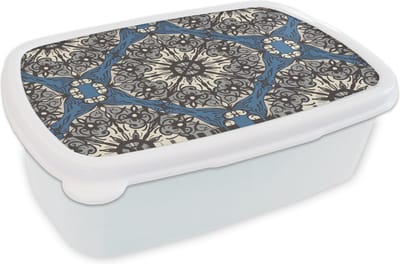 Broodtrommel Wit - Lunchbox - Brooddoos - Mandala - Patronen - Vintage - 18x12x6 cm - Volwassenen