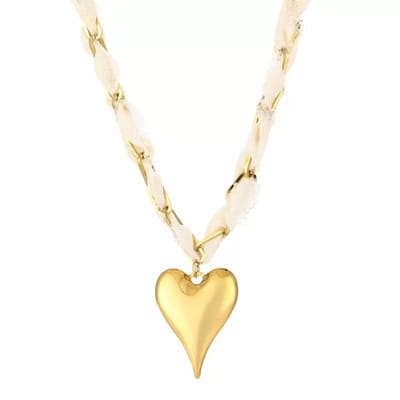 Bijoutheek Collier Bandana Stof Hart Beige