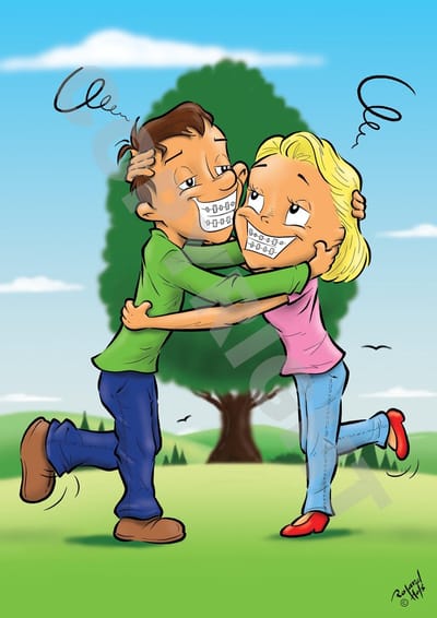 POSTER Cartoon - Orthodontist - Verliefd - 42 x 59,4 cm (A2) door Roland Hols
