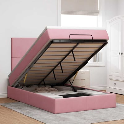 vidaXL - Ottoman - bed - met - matrassen - 120x200cm - fluweel - roze