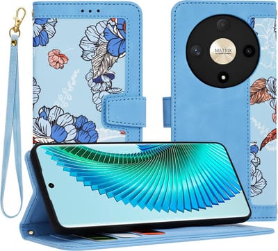 Hoesje geschikt voor HONOR Magic6 Lite - Techsuit FlipCraft Book Wallet Case met koord - Vibrant Blue