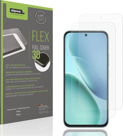 dipos FLEX – 2x Matte Screenprotector geschikt voor Vivo Y6m | Volledige Schermbescherming | Case-Friendly