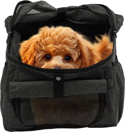 Fietsmand Hond - Draagtas Huisdier - Fietsen met Huisdier - Vijfpunts Fietsslot - tot 7.5 kg - Grijs