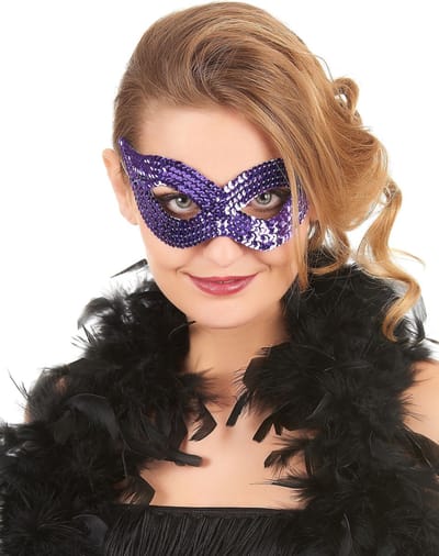 Vegaoo - Venetiaans masker met paarse lovertjes voor volwassenen
