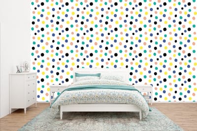 Behang - Fotobehang Stippen - Patronen - Geel - Breedte 400 cm x hoogte 240 cm