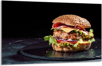 TMK ArtDeko 80x52 Serie - Glazen Beschermplaat voor Kookplaat - 80x52 cm - Veelkleurig Motief - Hamburger