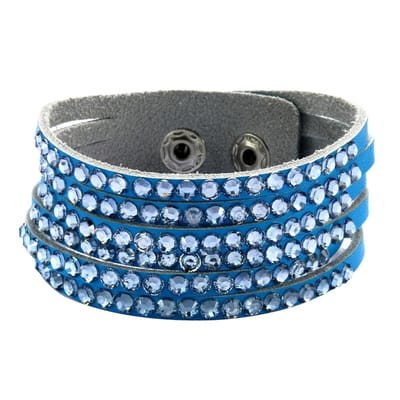 Behave - armband met steentjes - blauwe sparkle look - verstelbaar