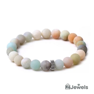 OZ Jewels - Matte Amazonite Kralenarmband - Natuurstenen - Elastisch