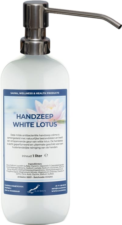 Handzeep White Lotus 1 liter - met gratis RVS zilverkleurige pomp