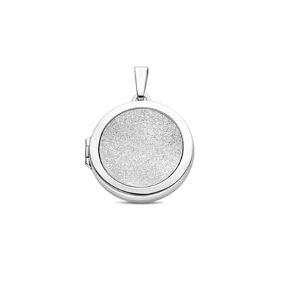 zilver gerhodineerd medaillon poli/glitter gediamanteerd 30 mm 1340388