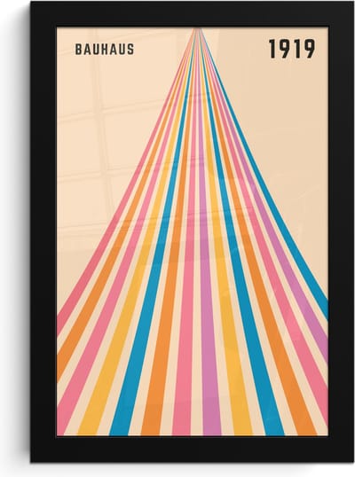 Poster in lijst - Fotolijst 20x30 cm - Posters - Bauhaus - Kleurrijk - Abstract - Modern - Kunst - Posterlijst zwart - Decoratie - Wanddecoratie woonkamer - Muurdecoratie slaapkamer