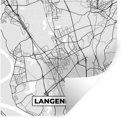 Muurstickers - Sticker Folie - Duitsland - Stadskaart - Plattegrond - Langenfeld - Kaart - 100x100 cm - Plakfolie - Muurstickers Kinderkamer - Zelfklevend Behang XXL - Zelfklevend behangpapier - Stickerfolie