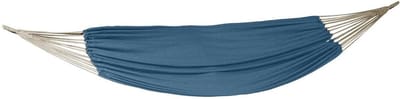 Hesperide Hangmat Montana - 1 persoons - blauw - 305 x 80 cm - met touw franjes - travel size - lichtgewicht < 1 kilo