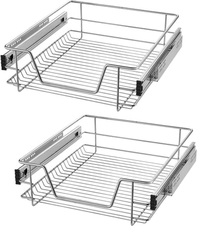 2 Stuks Keukenlade Telescopische Uitklapbare Lade Keukenkast Organiser Om Uit Te Trekken Manduitgang Met Geleiderails Kastuitgang Voor 47cm Binnenbreedte/50cm Buitenbreedte Kast NAIZY