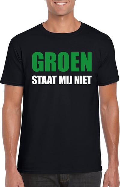 Groen staat mij niet t-shirt zwart heren S