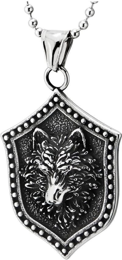 Jhubersproducts - Vintage Viking-wolfskop - Heren halsketting - Robuuste uitstraling - 75 cm - Stijlvol ontwerp - Perfect voor dagelijks gebruik