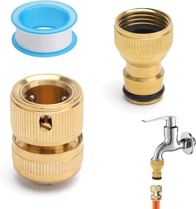 Messing Tuinslang Connector, Kraanadapter voor 1/2 Inch Tuinslang, Waterstop Tuinslang, Slangverbinder voor Keukenkranen, Mannelijk Schroefdraad en Tuinslang Koppeling
