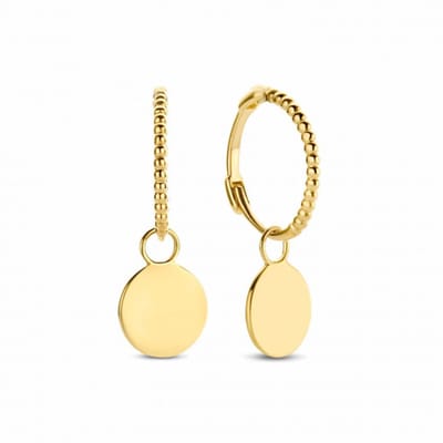 Jackie Fez Disc Hoops 14 Karaat Goud