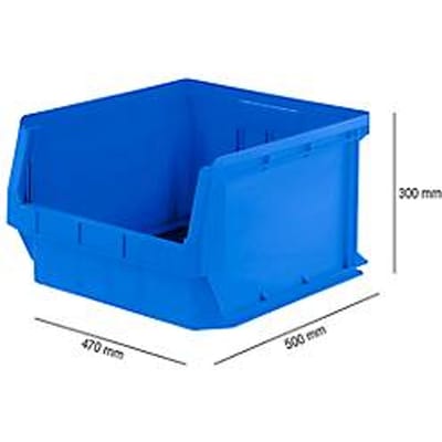 Opbergbakken SSI Schäfer PROFI LF 543 serie, PP kunststof, L 520/450 mm x B 470/450 mm x H 300 mm, 57 l, blauw