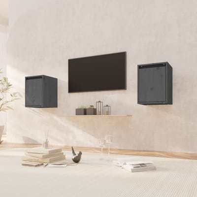 vidaXL - Wandkasten - 2 - st - 30x30x40 - cm - massief - grenenhout - grijs