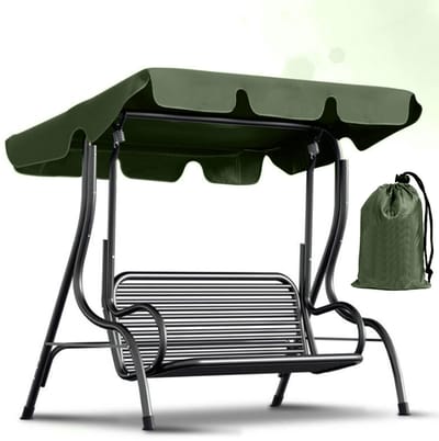 Schommelstoeloverkapping - Overkapping voor tuinschommel – 420D Oxford-stof - Zonder zilvercoating – Inclusief opbergtas - 210 x 145 x 18 cm – Weerbestendig – Donkergroen