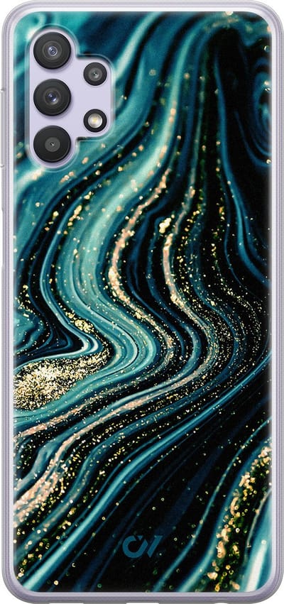Hoesje geschikt voor Samsung Galaxy A32 5G - Blue Marble Waves - - Blauw - Soft Case Telefoonhoesje - TPU Back Cover - Casevibes
