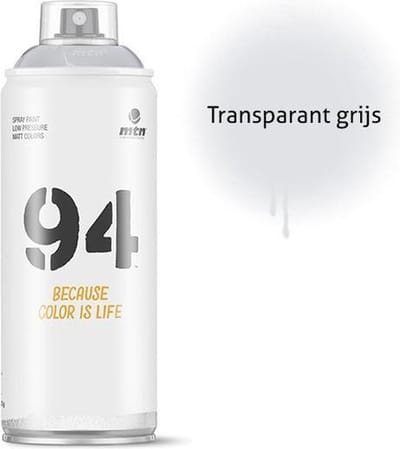 MTN94 Transparant Grijze spuitverf - 400ml lage druk en matte afwerking