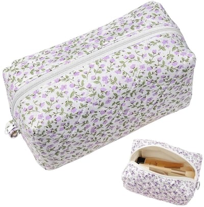 Dailygoods- Toilettas Dames - Bloemenpatroon - Draagbare Make-up Tas - Waterafstotend Polyester - Organizer - Ritssluiting - Make-uptas