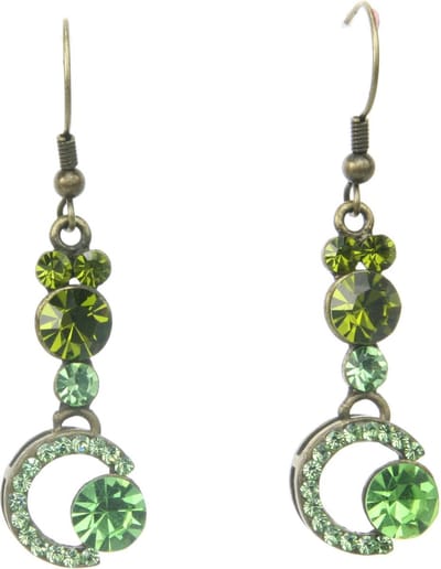Behave - Oorhangers retro stijl met groene steentjes - Cadeautip feestelijk