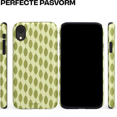 Casetastic hoesje geschikt voor Apple iPhone XR - Dubbellaagse bescherming - Bladerenpracht in het groen - Fashion Case - Crème Olijfgroen