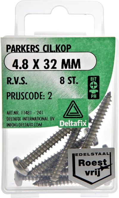 Spaanplaatschroeven Cilnderkop Pozidriv RVS 4.2x19mm
