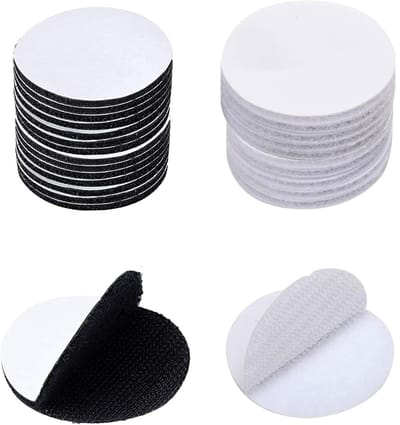 TOVBMUP 30 ronde schrapers - zelfklevende klittenbandstickers - twee kleuren - Geschikt voor papier, plastic, glas, leer, metaal, kleding - 5*5cm