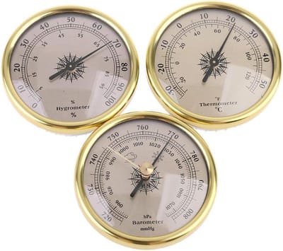 Weerstation Set - Barometer Thermometer Hygrometer - Weersvoorspelling Binnen - Analoge Metingen - Compact Formaat - Goud