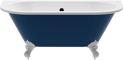 Vente-unique Halfvrijstaand retro bad met adelaarsvoeten – 150 × 74 × 61 cm – glanzend blauw – 154 L – SPARUS