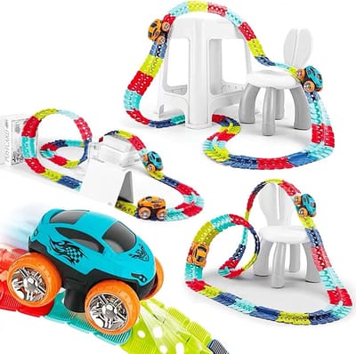 Racebaan Speelgoed - Flexibele Snelweg - Kinderen Spelen - Glow In The Dark - 138 Stuks - Multi