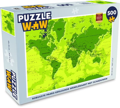 Puzzel Wereldkaart - Stoer - Paars - Legpuzzel - Puzzel 500 stukjes