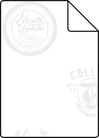 Proefstaal ESTAhome behang school emblemen zilver op wit - 26.5 x 21 cm - 128805-S