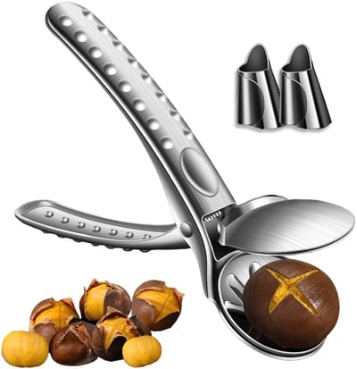 Dailygoods - Kastanjetang, kastanjessnijder van roestvrij staal 304, notenkraker zonder inspanning, kastanjetang, multifunctionele kastanjescheur kastanje opener voor kastanjes en noten