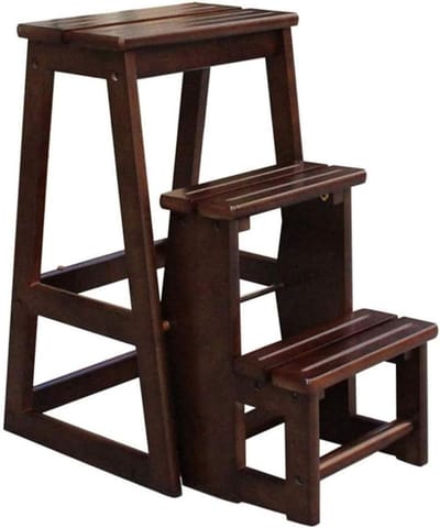 Opstap kruk - Ladder kruk - Veilig werken - Stevig massief hout - 3 treden - Honingkleur