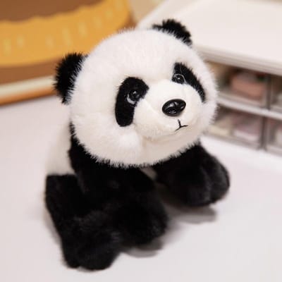 Real Life Baby Panda Pluche Pop HuaHua Verzwaarde Deeltjes Knuffels Simulatie Dier Beer Kamerdecoratie Kussen Kerstcadeaus 40cm zwart witte kleur