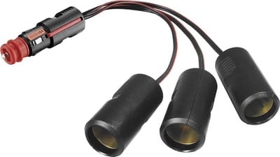 ProCar sigarettenaanstekerplug splitter met 3 12-24V poorten / zwart - 0,25 meter