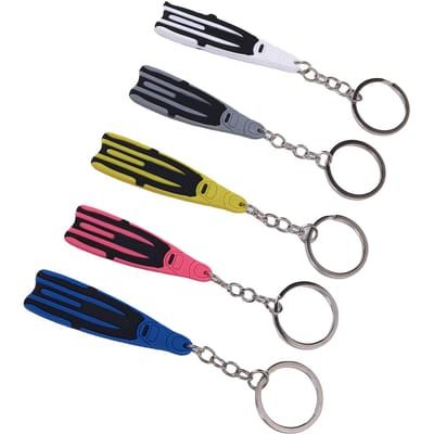 5 stuks Duiken Sleutelhanger Silicone Creatieve Vorm van Zwemvin Sleutelhanger voor Tas Portemonnee Rugzak black