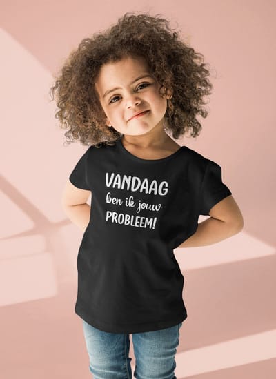 Meisjes T-shirt Vandaag ben ik jouw probleem, korte mouw. Maat 146/152
