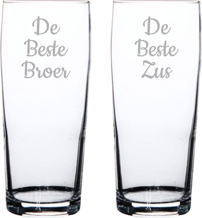 Gegraveerde bierfluitje 19cl De Beste Broer- De Beste Zus