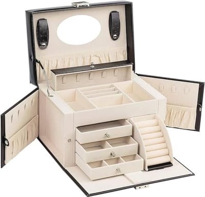 Grote Lockable Sieradenbox met Spiegel - Perfect voor Ringen en Oorbellen