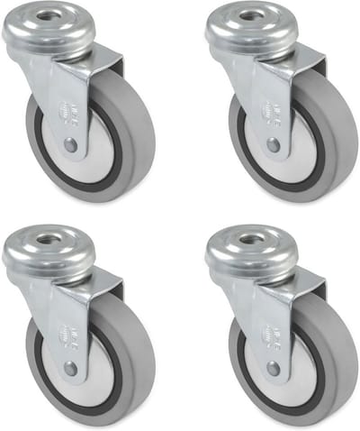 Meubelrollen met Kogellagers - 30 mm - Maximale Belasting 15 kg - Grijze Rubber Rollen zonder Rem