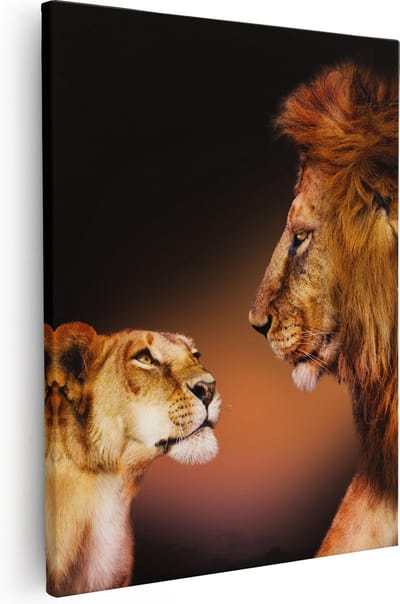 Artaza Canvas Schilderij Leeuwenkop - 40x50 cm - Wanddecoratie Dierenkop - Muurdecoratie Woonkamer - Kamer Accessoires