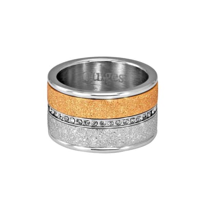 Quiges Dames Stapelring Set RVS Verzilverd met Rosé Verguld - Maat 18.5 - Hoogte 10mm - SRS00618.5