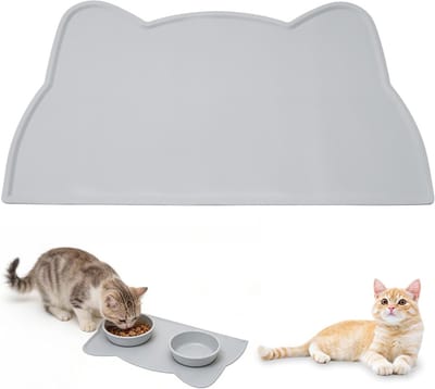 Antislip Voedingsmat voor Honden en Katten, Waterdichte Silicone Mat, Ideaal voor Eten en Drinken, 46 x 25 cm, Grijs, Perfect voor Huisdieren en Gemakkelijk Schoon te Maken